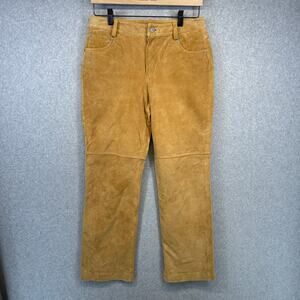 Newport News Jeanology Collection Pants Womens Size 6P Brown Leather Straight